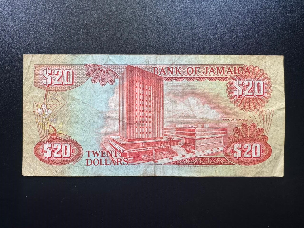 Jamaica 20 Dollars Banknote 1987 Old Circulated Paper Money Bank Bill P-72