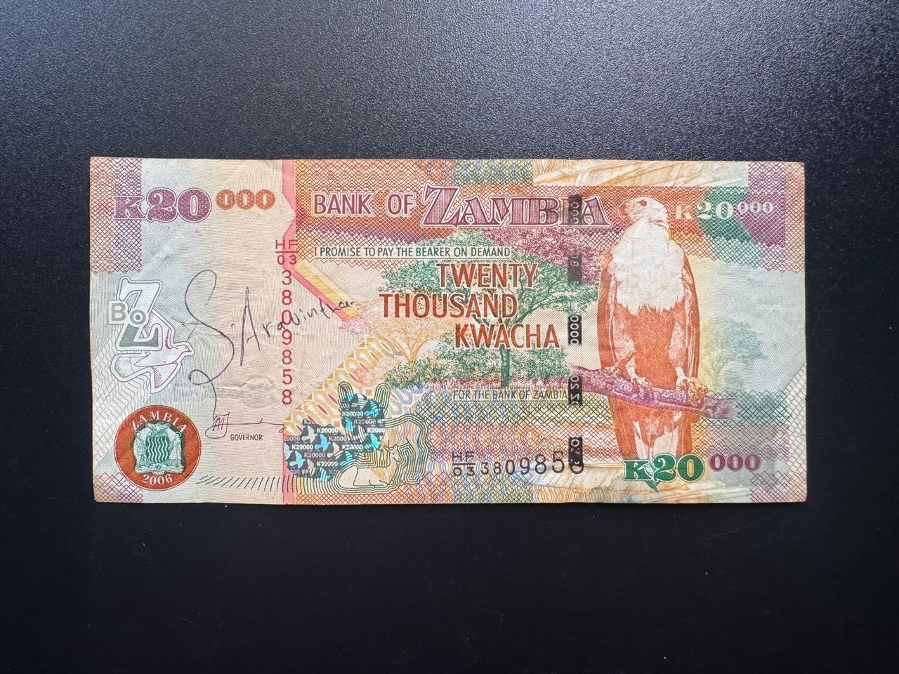 Zambia 20000 Kwacha Banknote 2006 Old Circulated Paper Money Bank Bill P-47c