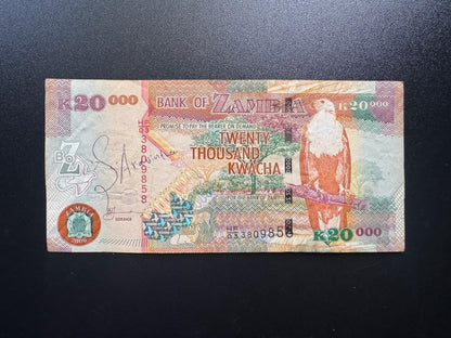 Zambia 20000 Kwacha Banknote 2006 Old Circulated Paper Money Bank Bill P-47c