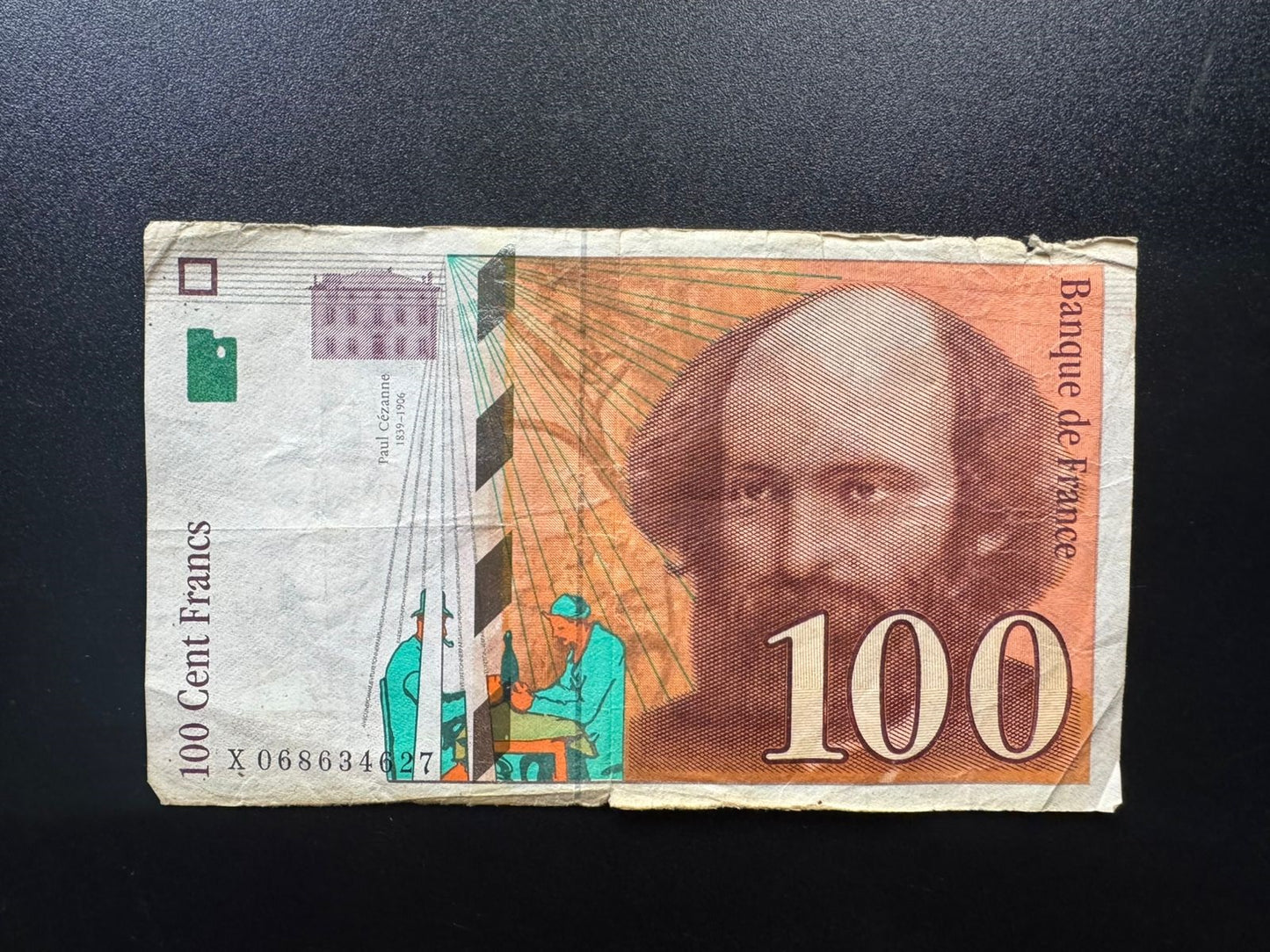 France 100 Franc Banknote 1998 old Circulated Paper Money Bank Bill P-158a