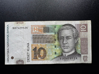 Croatia 10 Kuna Banknote 2012 VF-Circulated Paper Bank Bill P-38b