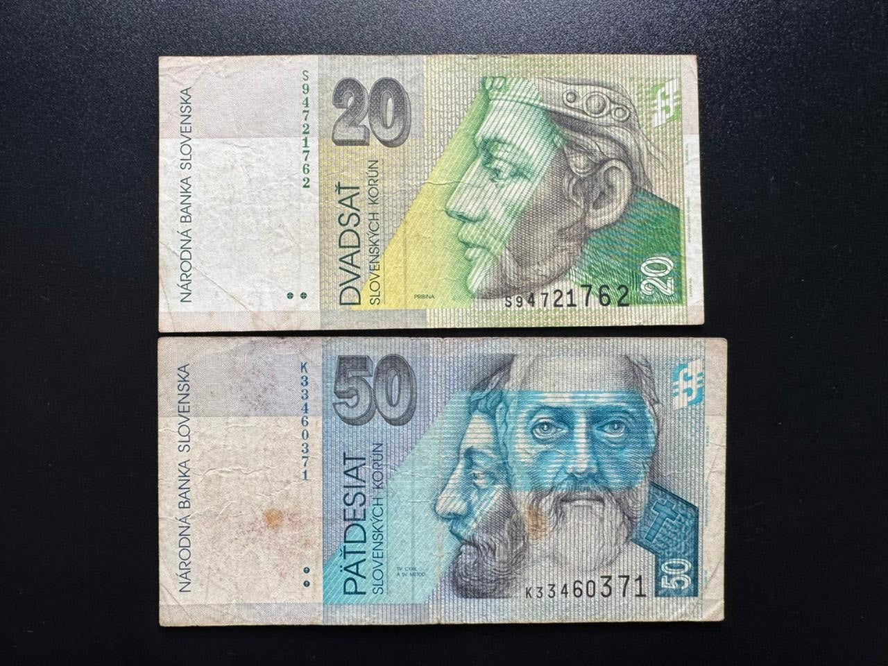 Slovakia 20, 50 korun Banknotes 2002-06 Old Circulated Paper Bank Bills 2pcs/set