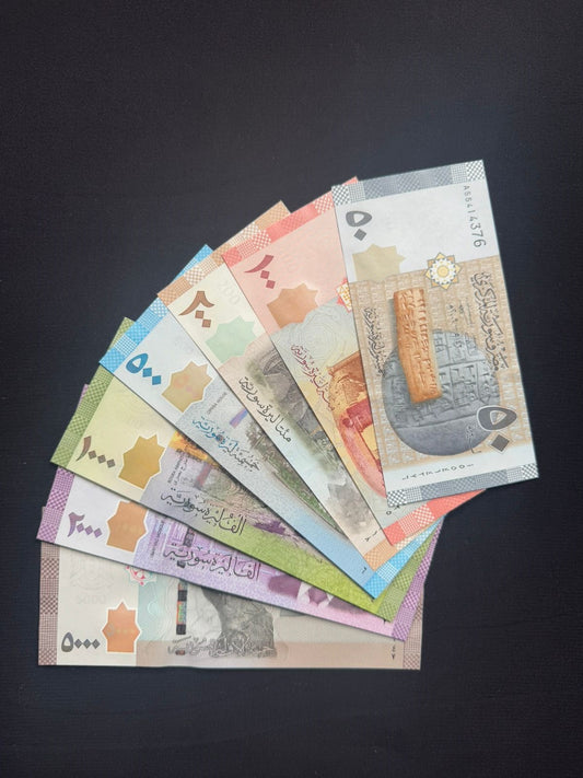 Syria 50, 100, 200, 500, 1000, 2000, 5000, Pounds Banknotes 2009-2017 UNC Full Set 7pcs/ Lot.