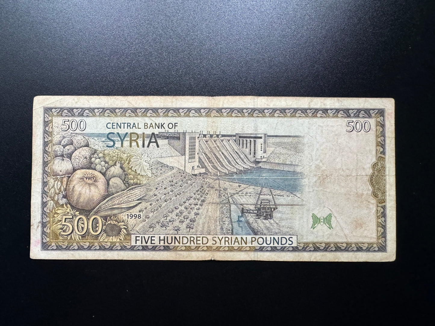 Syria 500 Pounds Banknotes 1998 Old Bank bill Paper Money P-110