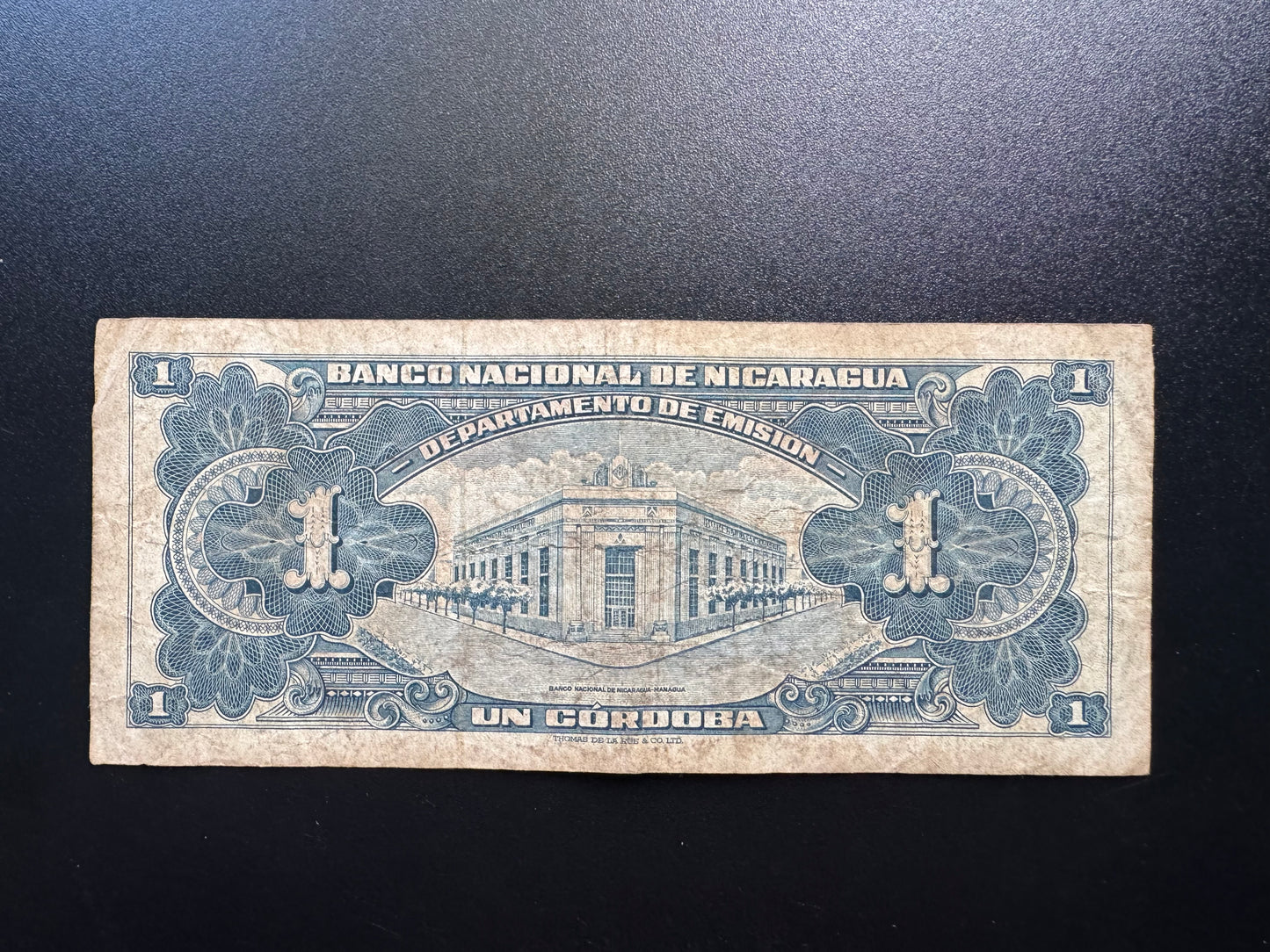Nicaragua 1 Cordoba Banknote 1953 Old Circulated Paper Money Bank Bill P-99a