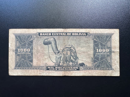 Bolivia 1000 Bolivianos Banknote 1945 old Circulated Paper Bank Bills P-149(1)