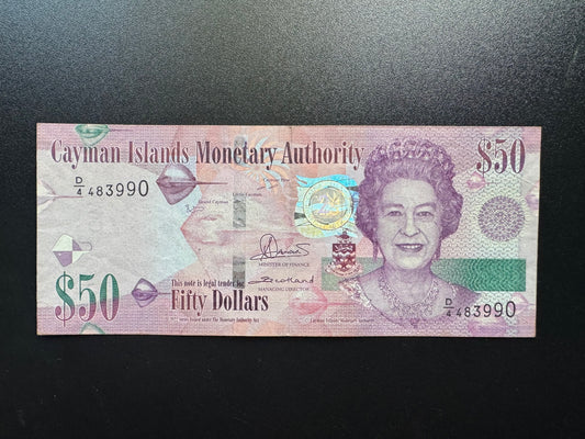 Cayman Islands 50 Dollars Banknote 2022 Circulated 25th Anniversary Bill P-w46