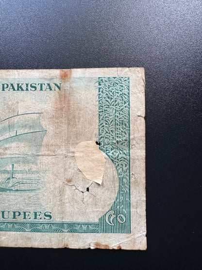 Pakistan 50 Rupees Banknote 1964-71 Old Rare Ali Jinnah Paper Bank Bill P-17a(1)
