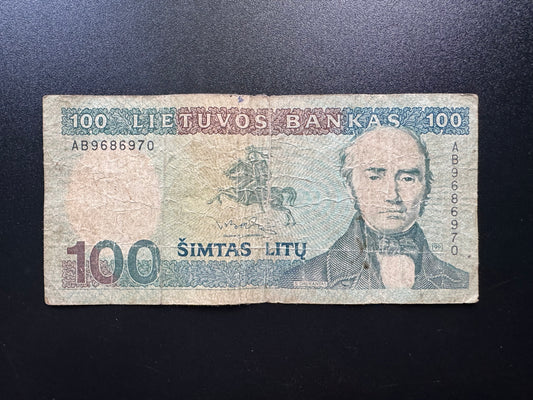 Lithuania 100 Litas Banknote 1991 Old Circulated Paper Money Bank Bill P-50