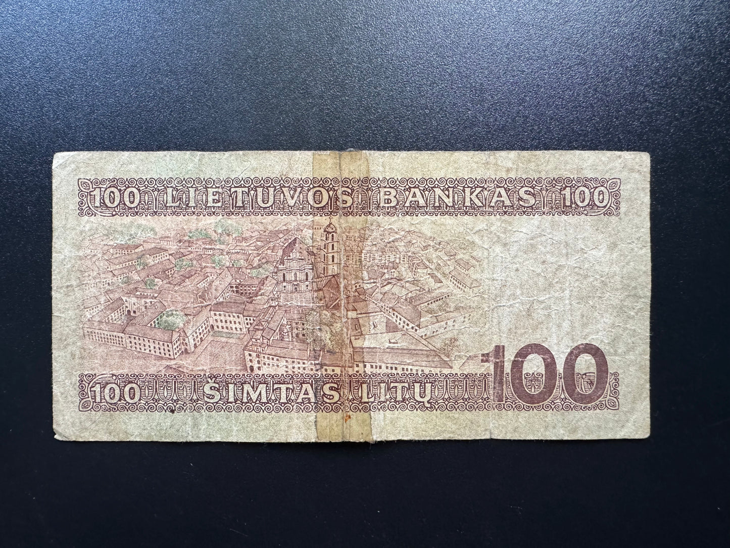 Lithuania 100 Litas Banknote 1991 Old Circulated Paper Money Bank Bill P-50