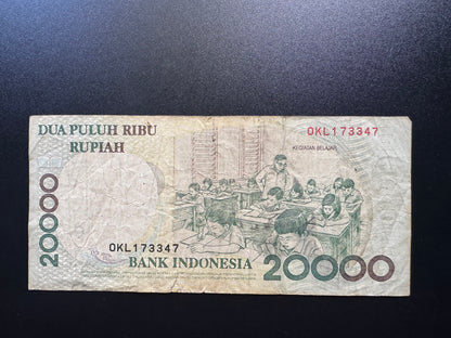 Indonesia 20000 Rupiah Banknote 1998 Old Circulated Paper Money Bills p-138