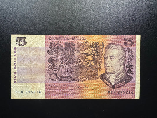 Australia 5 Dollars Banknote ND (1974-1991) Old Circulated Bank Bill P-44d
