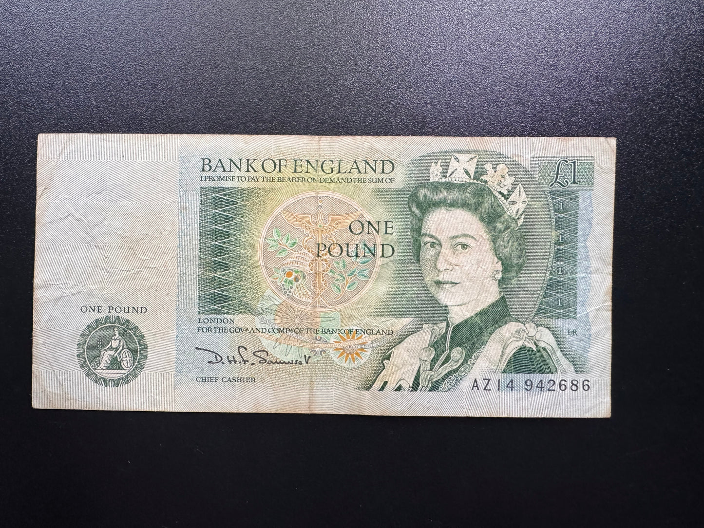 England 1 Pound GBP Banknote 1984 old Circulated AZ- Prefix Bank Bill P-377b