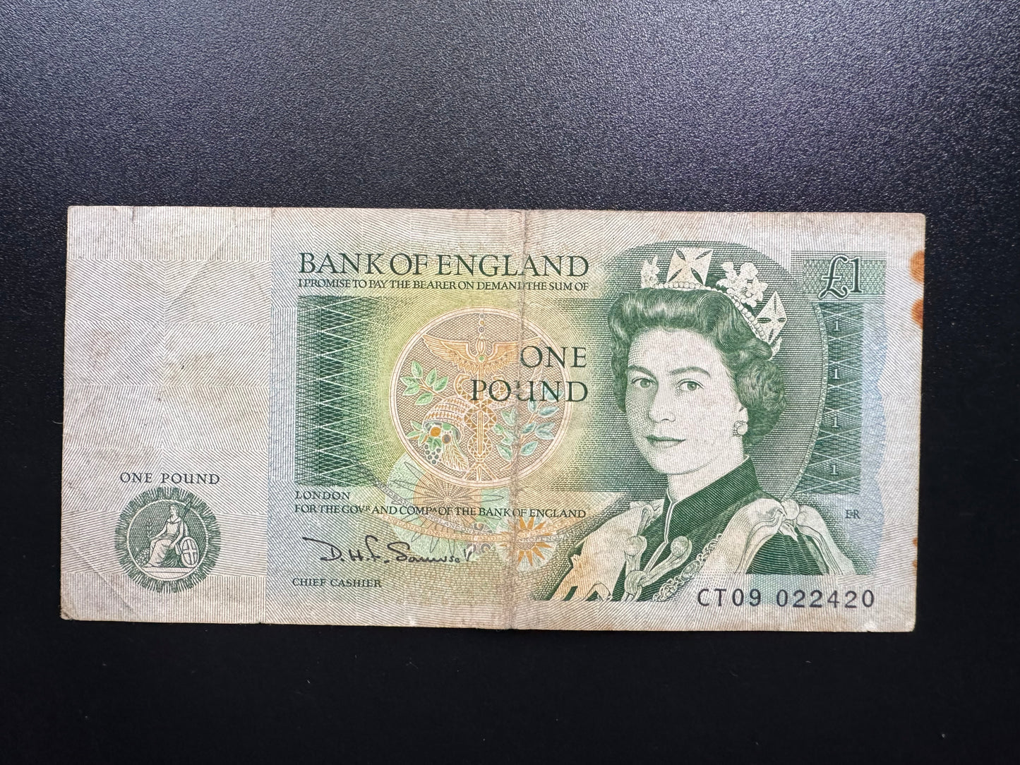 England 1 Pound GBP Banknote 1984 old Circulated Paper Money Bank Bills P-377b