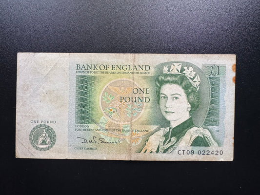 England 1 Pound GBP Banknote 1984 old Circulated Paper Money Bank Bills P-377b