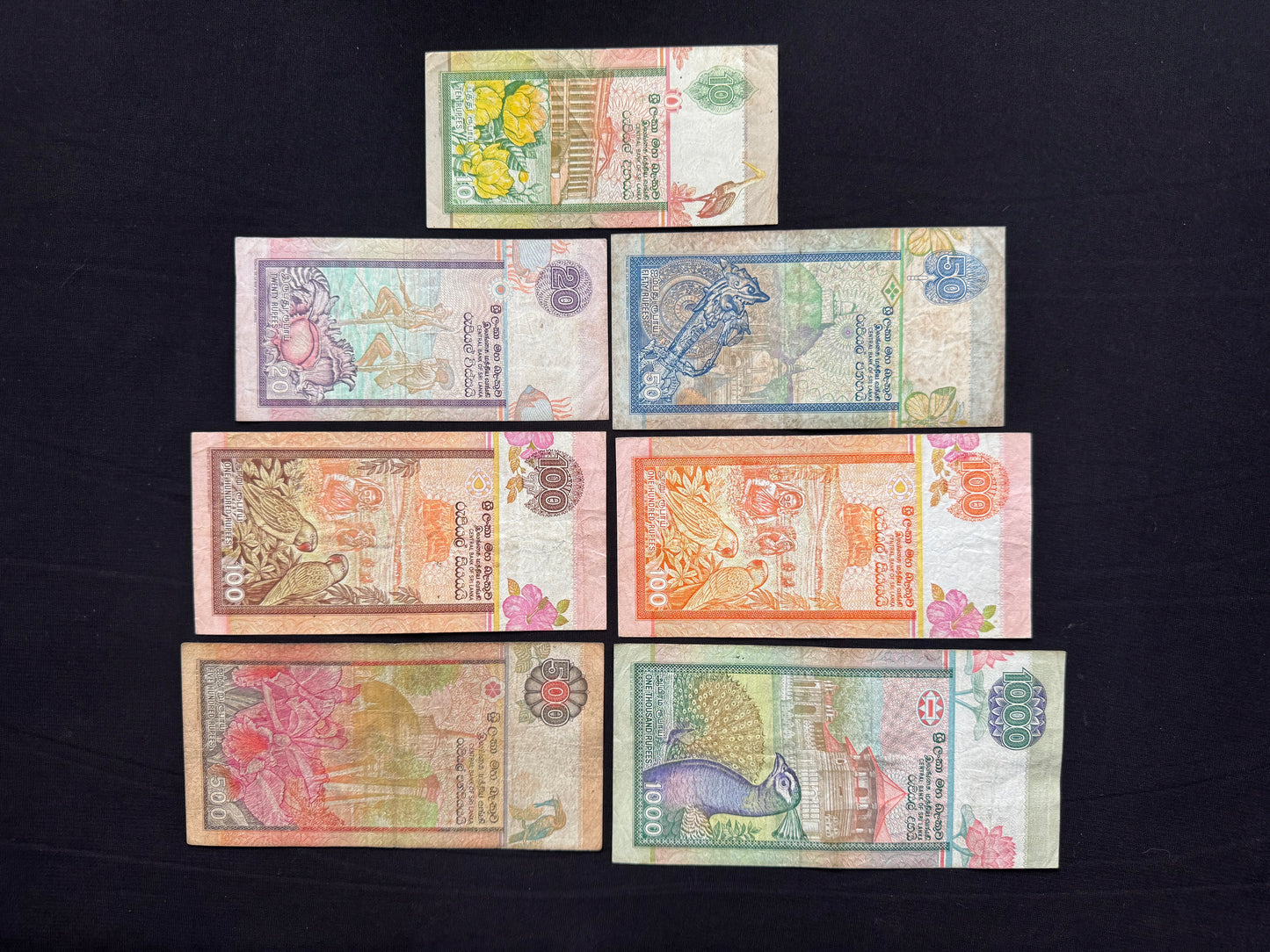 Sri Lanka 10-1000 Rupees Banknotes Old 1991-1994 Heritage Series 7/Pcs Full set