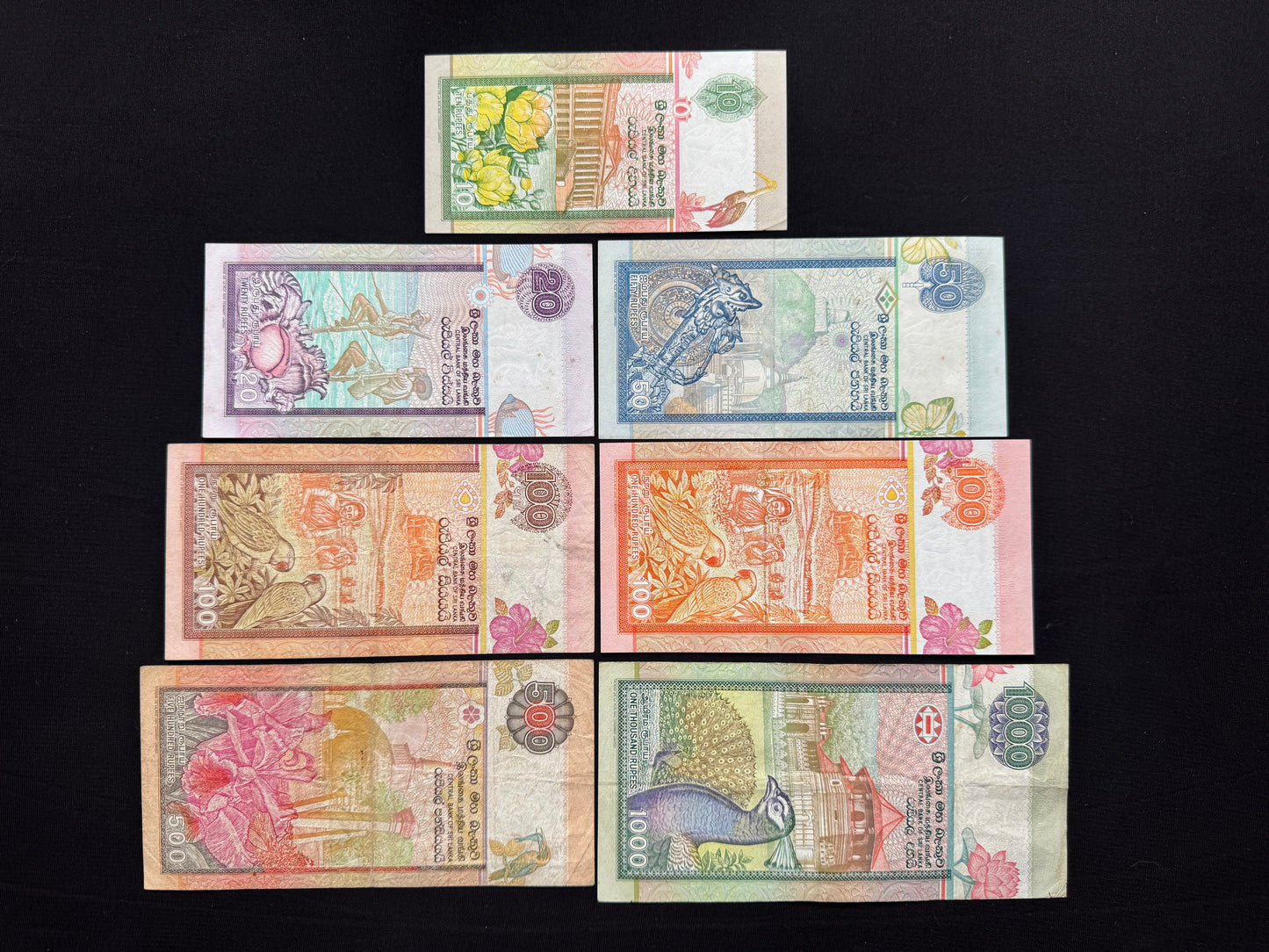 Sri Lanka 10-1000 Rupees Banknotes Old 1991-94 Heritage Series 7/Pcs Full set