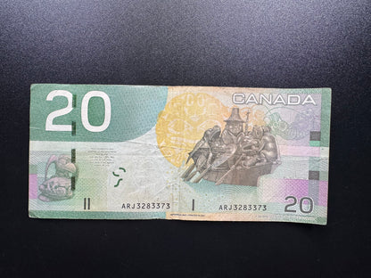 Canada 20 Dollars Banknote 2007 Old Circulated CAD Paper Money Bank Bill P-103d