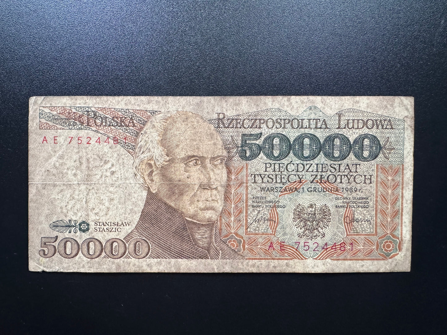 Poland 50000 Zloty Banknote 1989 Old Circulated Paper Bank Bill P-153