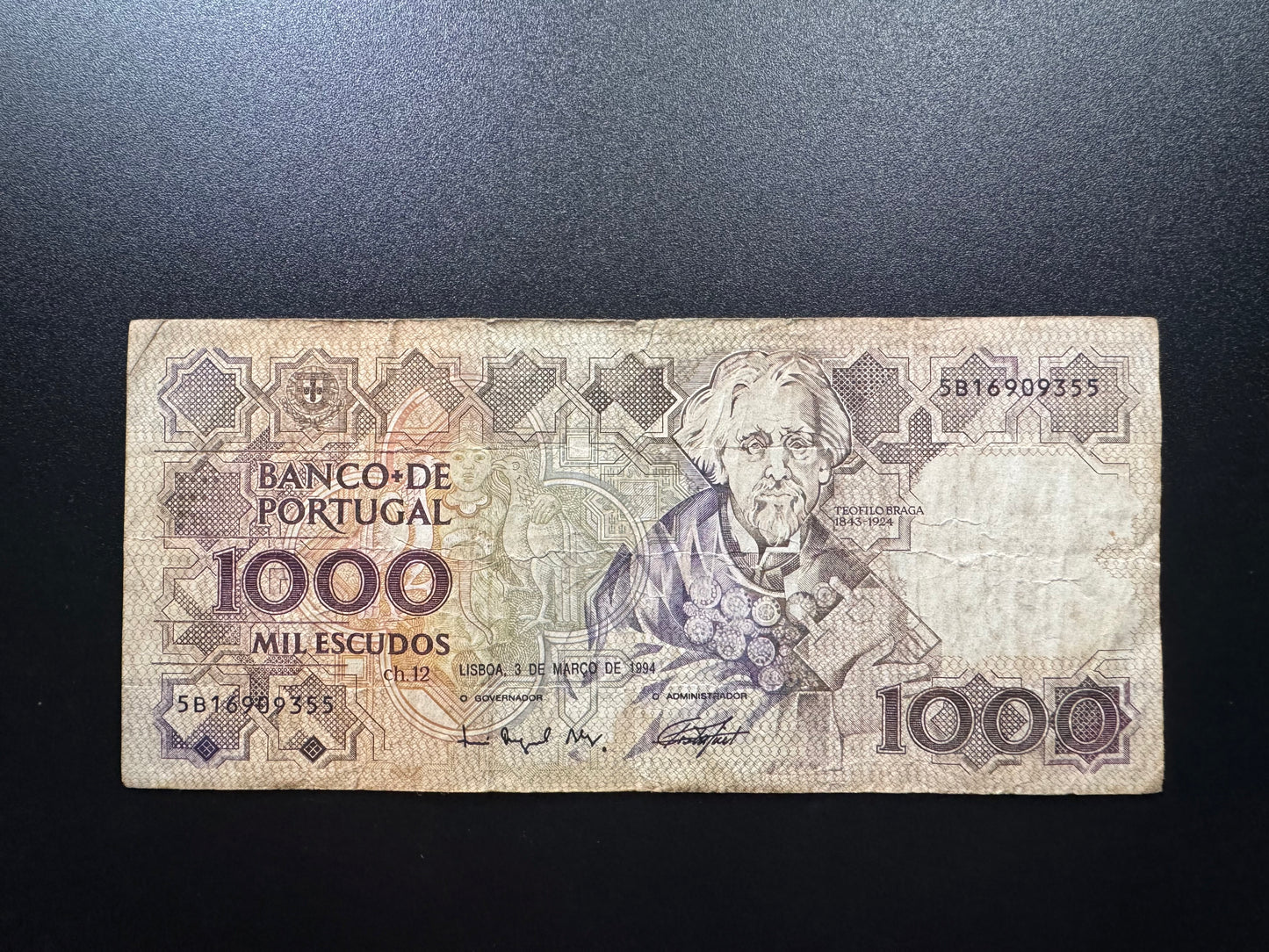 Portugal 1000 Escudos Banknote 1994 Old Circulated Paper Bank Bill p-181k(6)