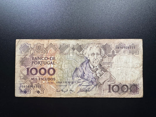 Portugal 1000 Escudos Banknote 1994 Old Circulated Paper Bank Bill p-181k(6)
