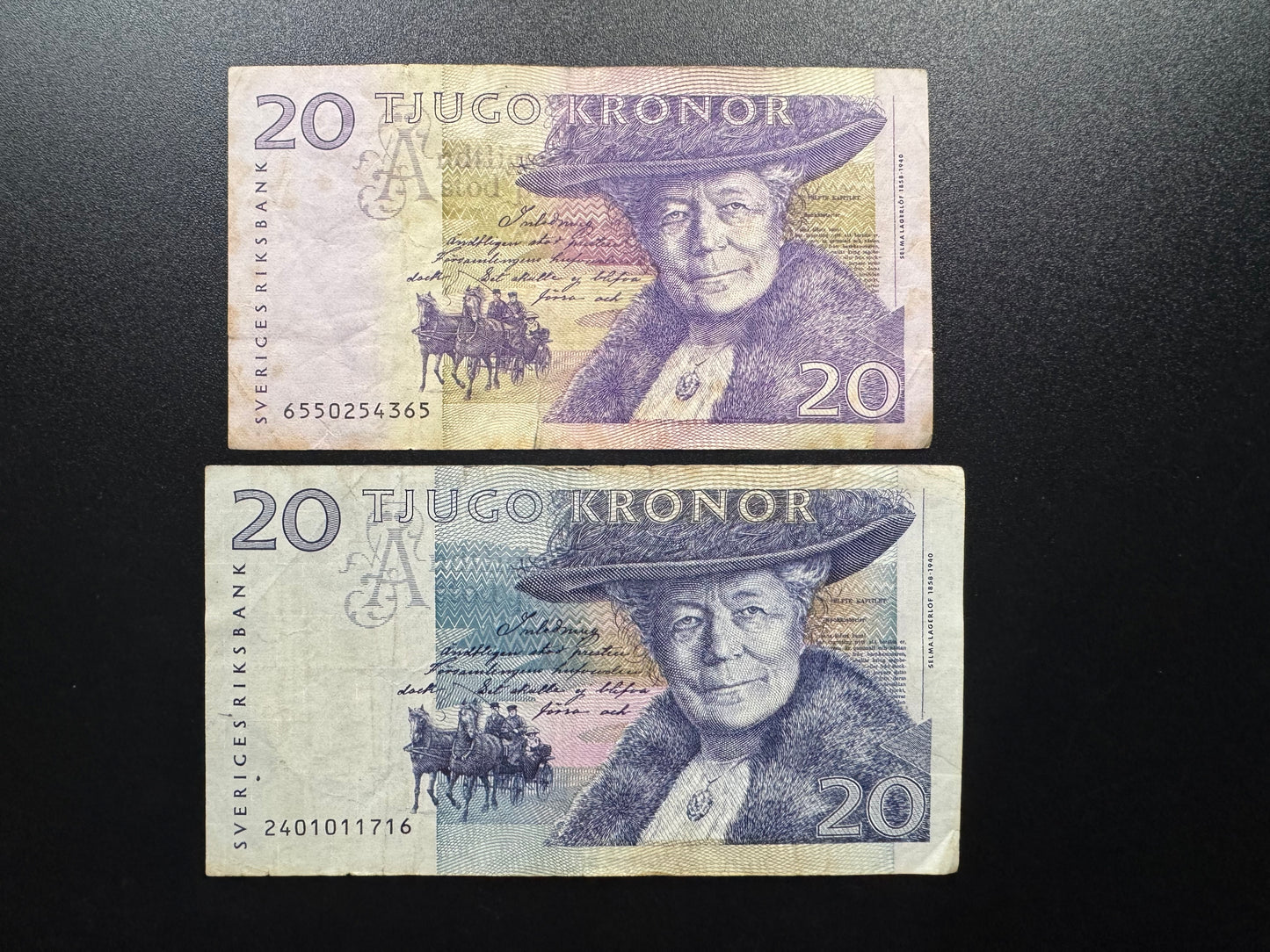 Sweden / Swedish 20 Kronor Banknote 1992 & 2006 Circulated 2 type Bills 2Pcs/Lot