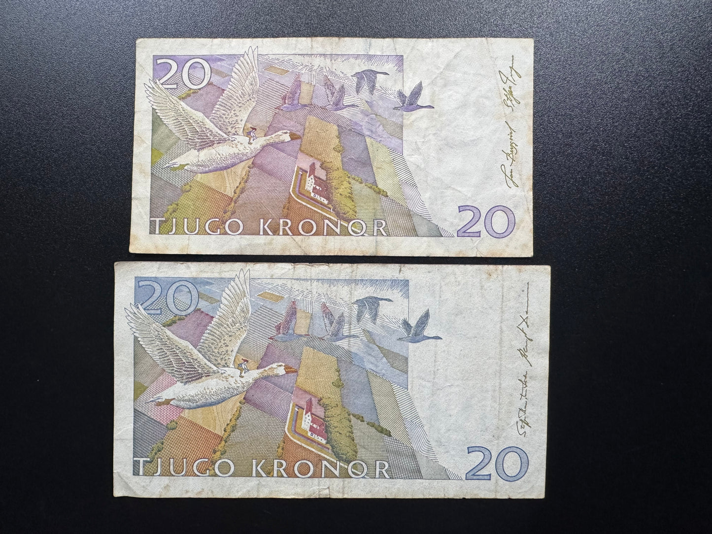 Sweden / Swedish 20 Kronor Banknote 1992 & 2006 Circulated 2 type Bills 2Pcs/Lot
