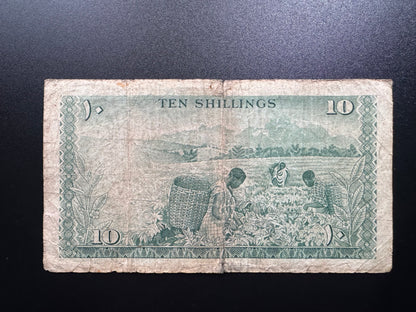 Kenya 10 Shillings Banknote 1967 old Circulated Paper Money Bank Bill p-2b