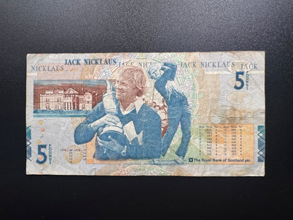 Royal Bank of Scotland 5 Pounds Banknote 2005 Old Circulated Bank Bill P-365