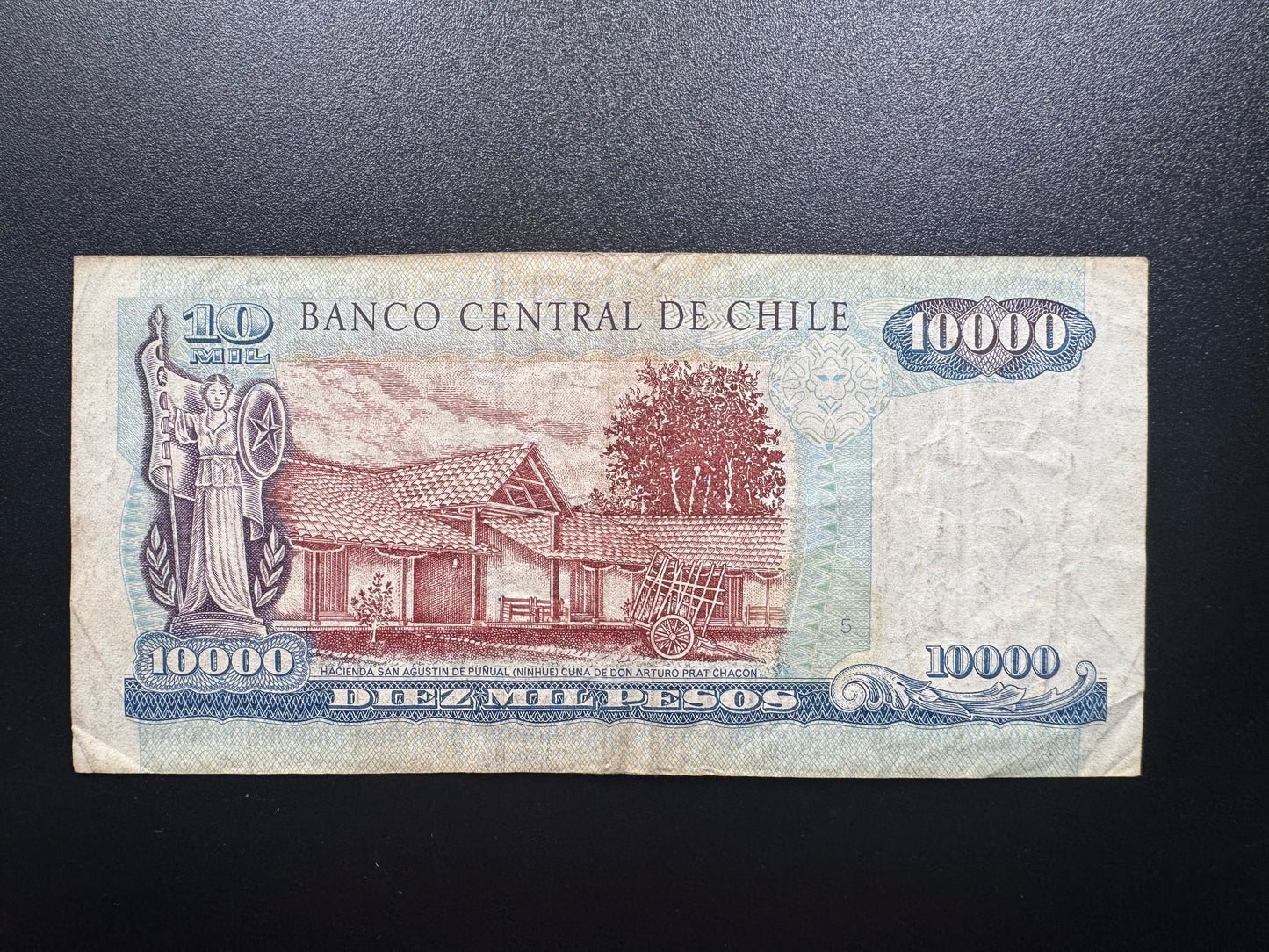 Chile 10000 Pesos Banknote 1998 Old Circulated Rare Paper Bank Bill P-157b