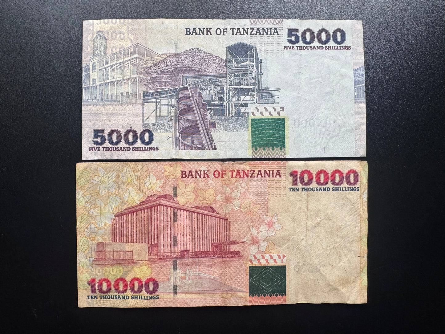 Tanzania 5000, 10 000 Shillings 2003 Old Circulated Bills P-38/P-39 2 Pcs/Lot