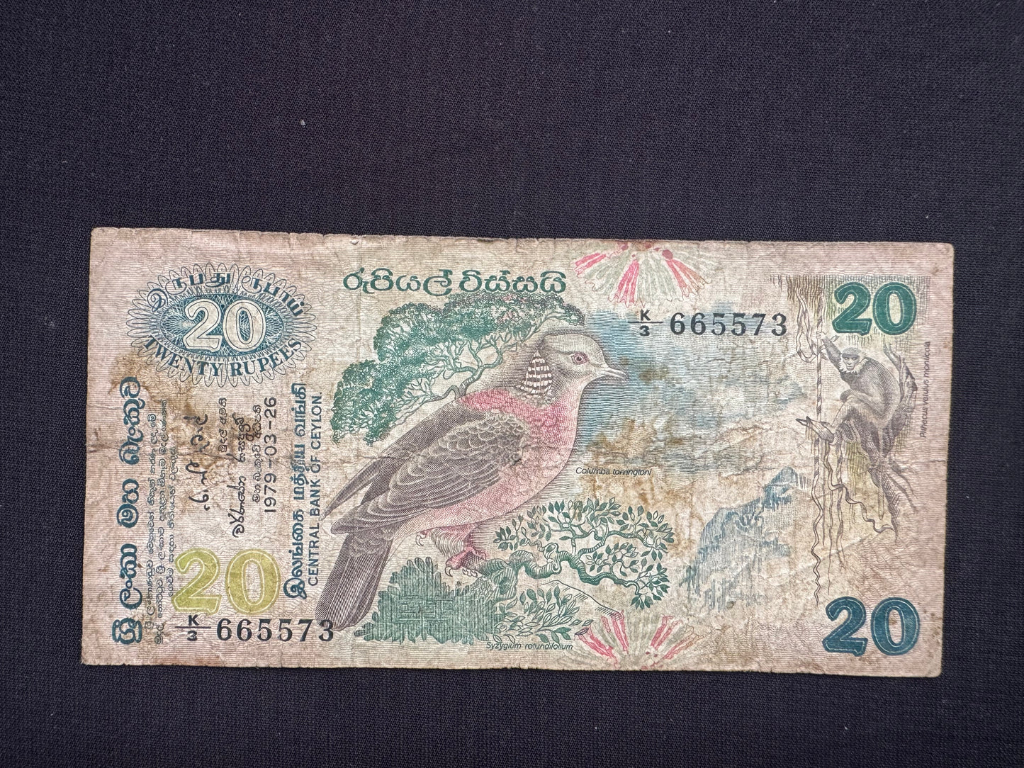 Ceylon 2-100 Rupees Banknotes 1979 Old fauna floral series Bills 6Pcs/ Full Set