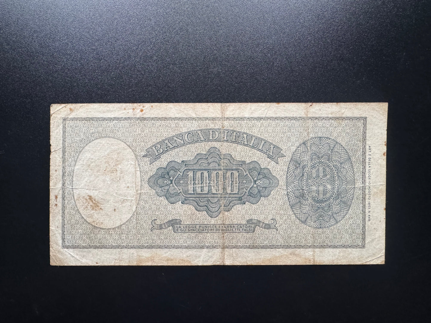Italy 1000 Lire Banknote 1947 old Circulated ITL Paper Money Bank Bill P-83