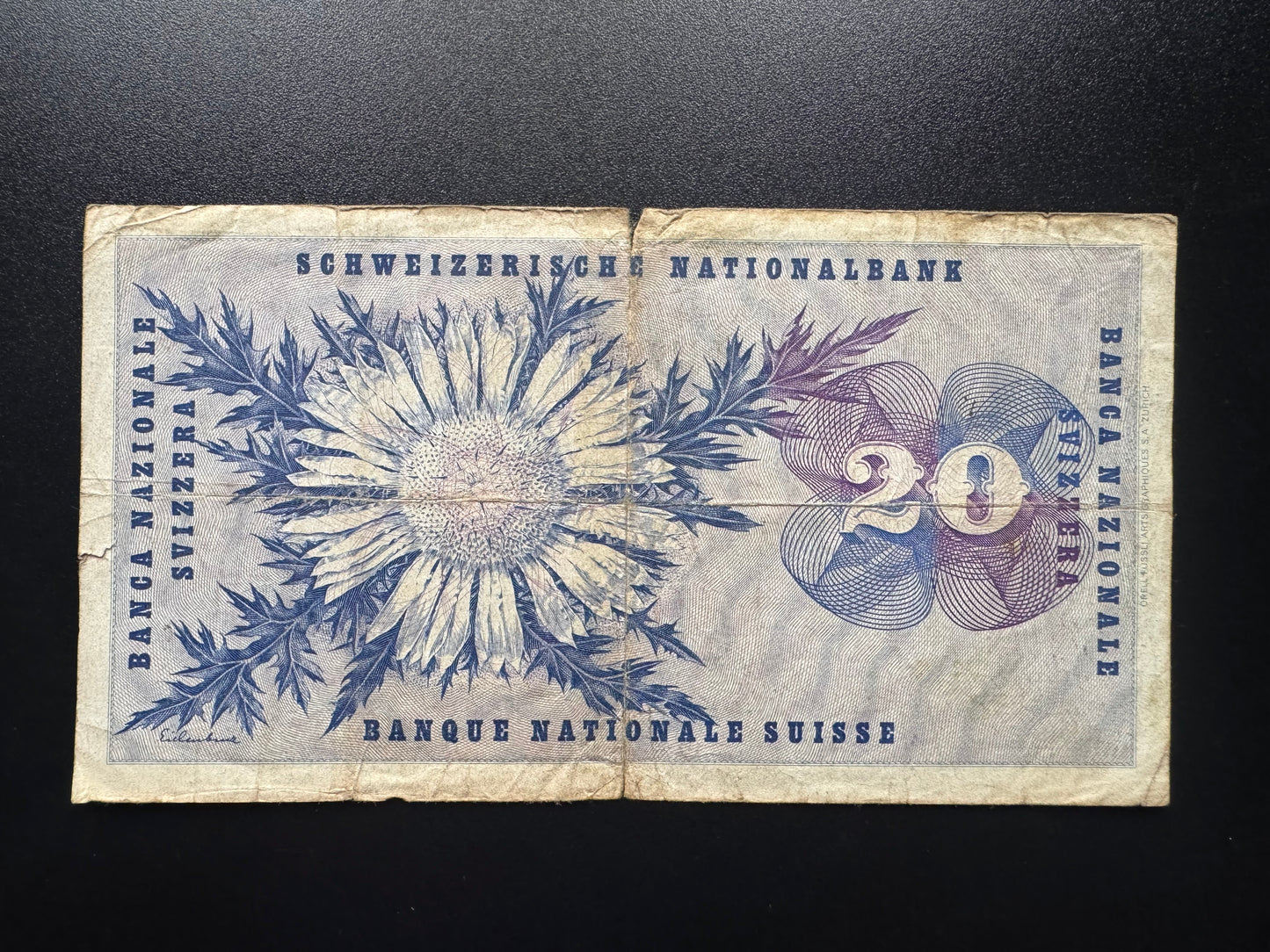 Switzerland 20 Franc Banknote 1974 old Circulated Swiss Paper Bank Bill Note P-152