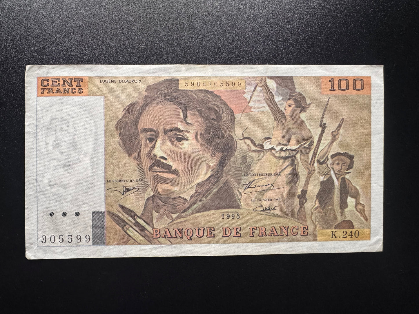 France 100 Franc Banknote 1993 old VF Paper Money Bank Bill Note P-154