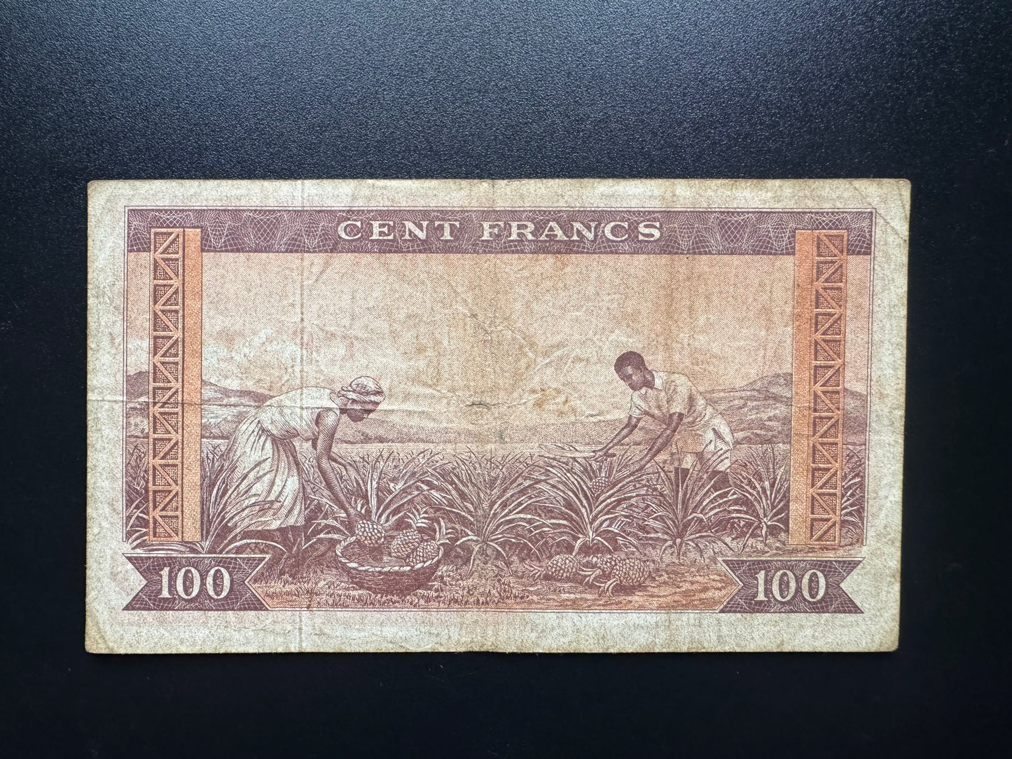 Guinea 100 Francs Banknote 1960 Old Bill S/N Fancy Repeater Number V 655 665