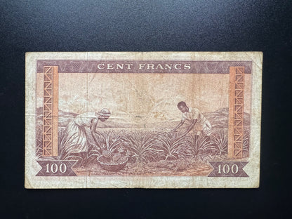 Guinea 100 Francs Banknote 1960 Old Bill S/N Fancy Repeater Number V 655 665