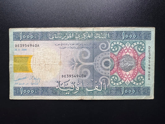 Mauritania 1000 Ouguiya Banknote 2004 Old Circulated Paper Money Bank Bill P-13