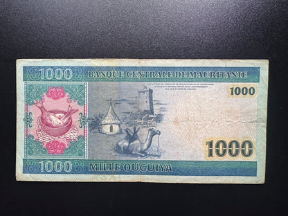 Mauritania 1000 Ouguiya Banknote 2004 Old Circulated Paper Money Bank Bill P-13