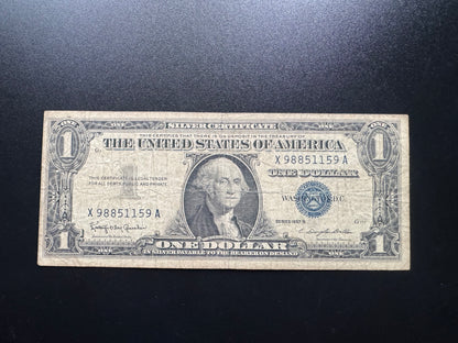 US $1 Dollar 1957-B Old Circulated SILVER CERTIFICATE USA Banknote Bank Bill