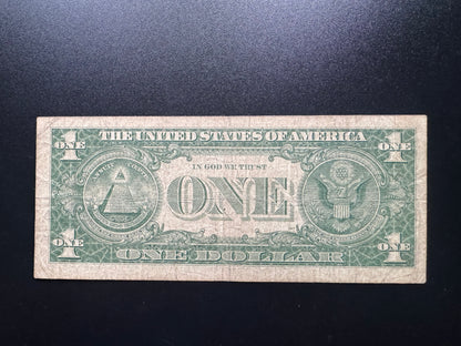 US $1 Dollar 1957-B Old Circulated SILVER CERTIFICATE USA Banknote Bank Bill