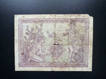 Algeria 20 Francs Banknote 1945 old Circulated Paper Money Bank Bills p-92