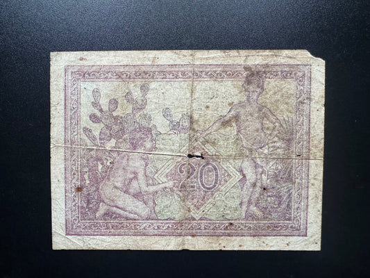 Algeria 20 Francs Banknote 1945 old Circulated Paper Money Bank Bills p-92