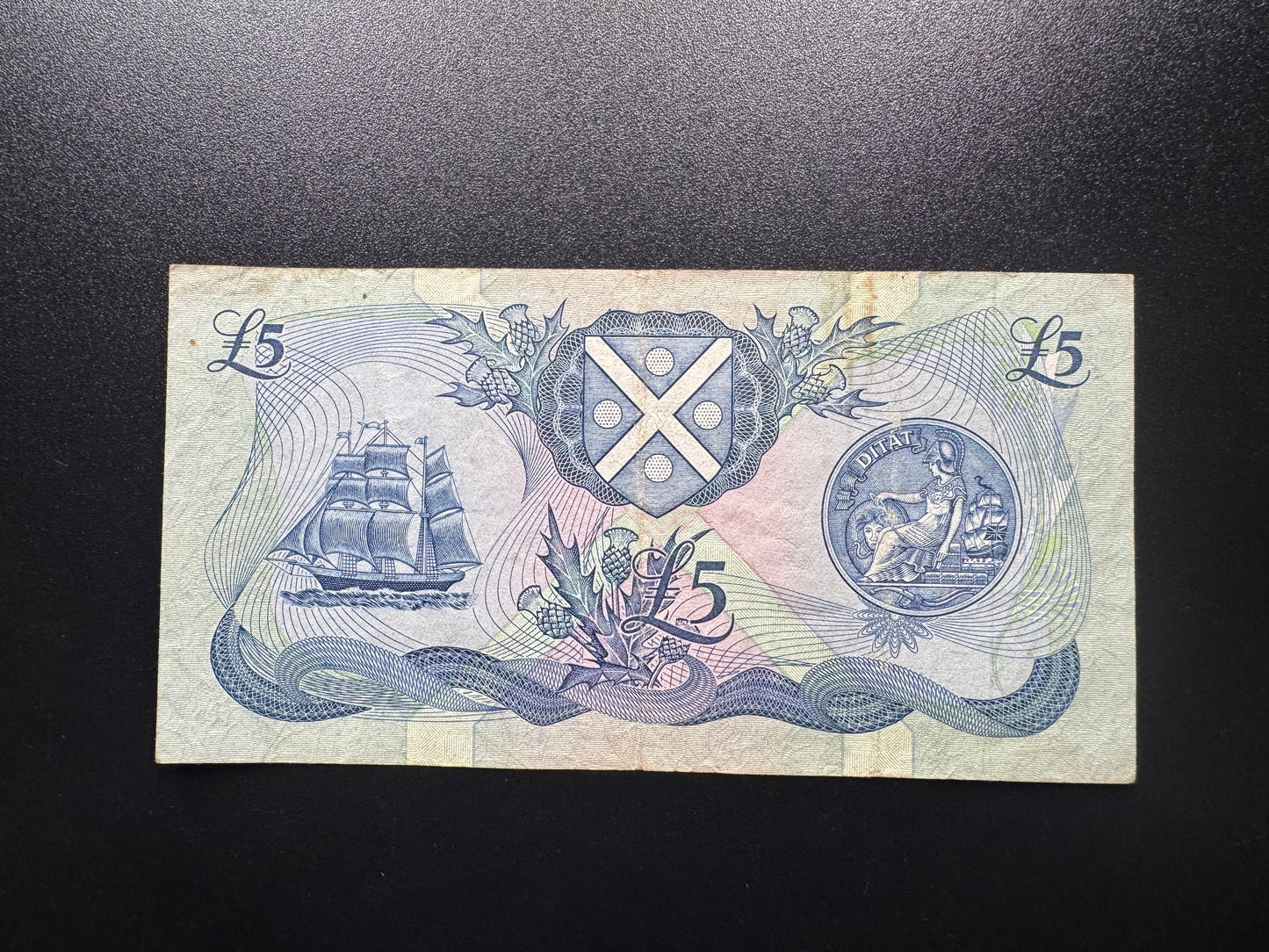 Bank of Scotland 5 Pounds Banknote 1990 Old Circulated Paper Bank Bill P-112