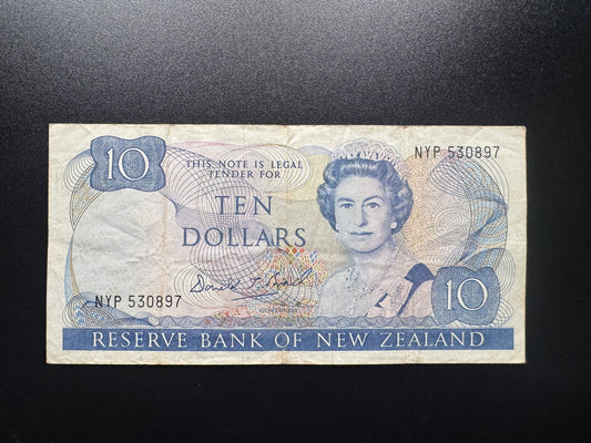 New Zealand 10 Dollar Banknote ND 1981-92 Old Paper Money Bank Bill P-172