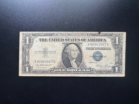 USA US $1 Dollar 1935-E SILVER CERTIFICATE Top Edge Printing Error Rare Banknote