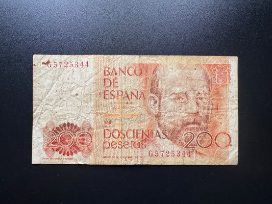 Espana / Spain 200 Pesetas Banknote 1980 Old Circulated Paper Bank Bill P- 156