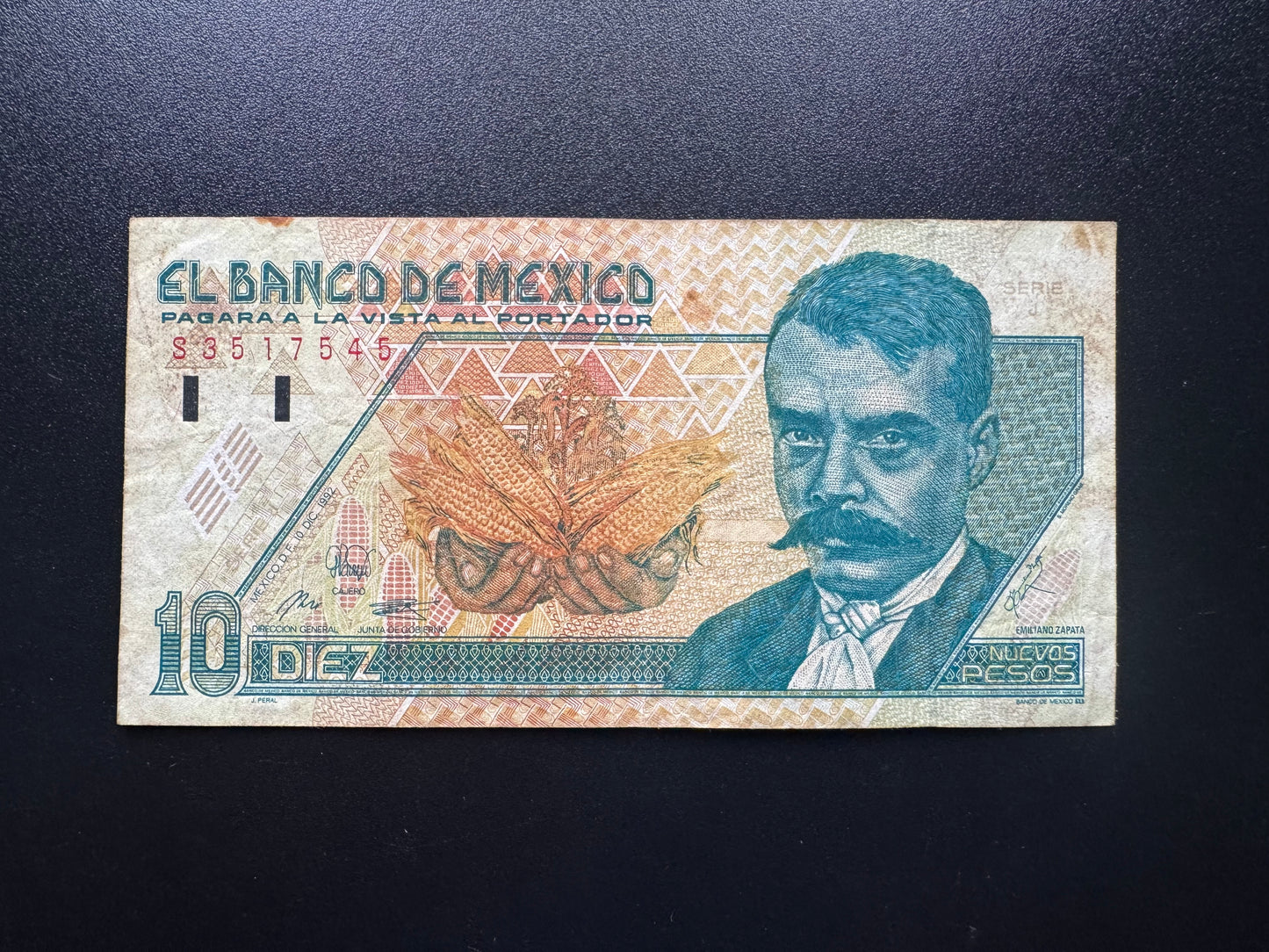 Mexico 10 Pesos Banknote 1992 Old Circulated Bank Bill R-Series P-99