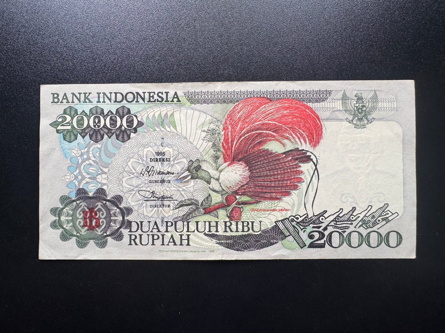 Indonesia 20000 Rupiah Banknotes 1995 Old AUNC Paper Money Bank Bill P-135