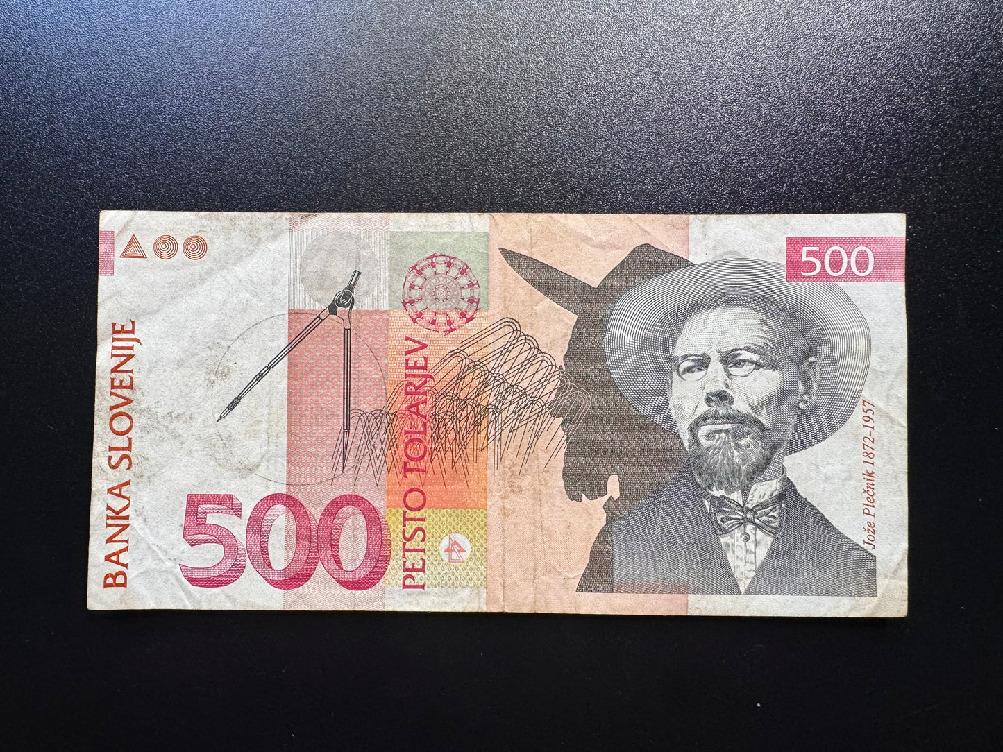 Slovenia 500 Tolar Banknote 1992 Old Circulated Paper Money Bank Bill P-16